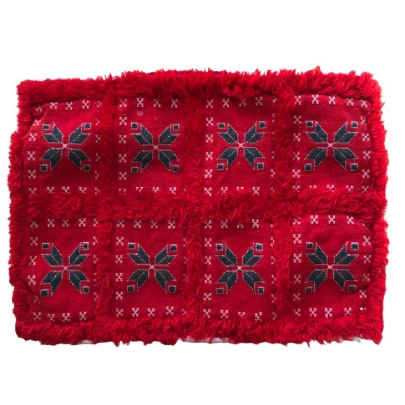 Vintage Moroccan Berber Wool Kilim Red Green Christmas Pillow Cover Sham - Picture 10 of 12